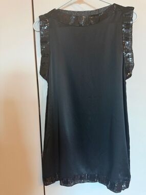 Black Sequin Trim Mini Dress